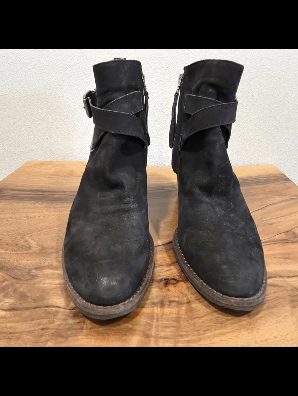 Sam Edelman Morris Black Suede Buckled Booties